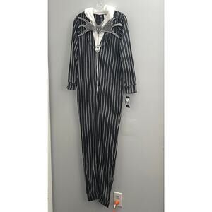 Tim Burton Jack Skeleton Plush Hoodie Jumpsuit XS Halloween Costume Christmas